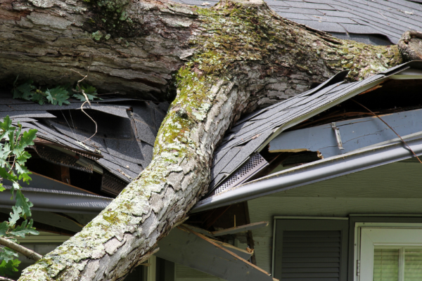 storm impact in roof edge